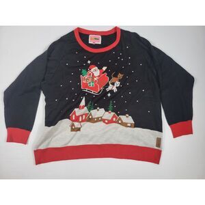 NWT Tipsy Elves Women's XXL Meowy Christmas Sleigh Light Up Ugly Sweater Tested